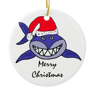 CA- Shark in a Santa Hat Christmas Ornament