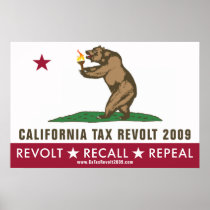 CA Tax Revolt 2009 Flag Poster