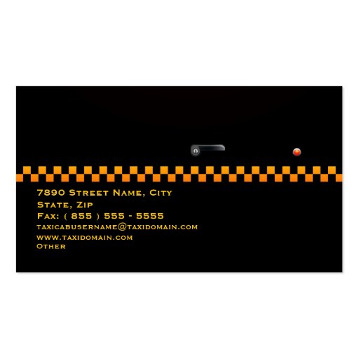 Cab Company Taxi Driver Business Card (back side)