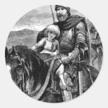 Caballero medieval etiquetas redondas