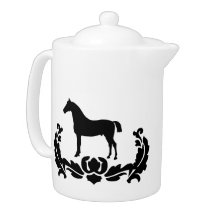 Caballo blanco y negro del damasco