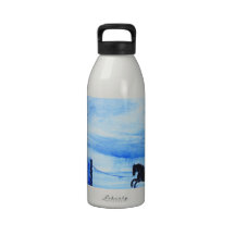 caballo de guerra negro botella de beber