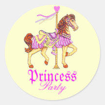 Caballo-Princesa Party del carrusel Etiqueta Redonda