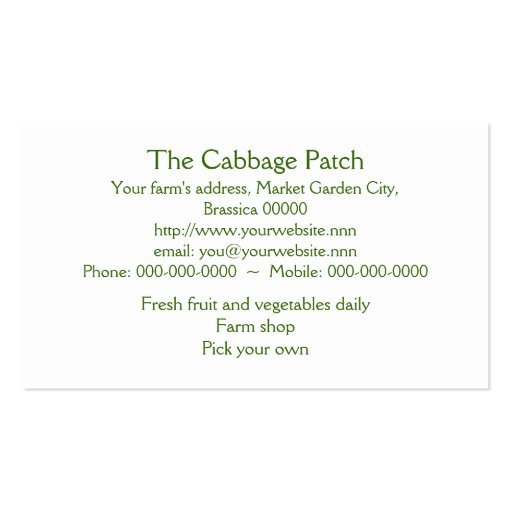 Cabbage business card (back side)