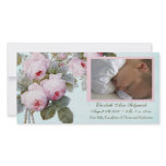 Cabbage Rose Birth Announcement - Baby Girl Picture Card