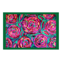 Cabbage Roses With Border Heirloom Poster posters by INTHEPRESENT Cabbage Roses With Border Heirloom Poster posters