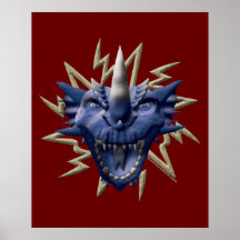 Cabeza del dragón - azul posters
