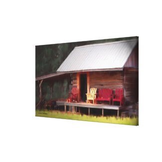 Cabin Adirondacks Wrapped Canvas Print