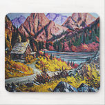Cabin by the Lake Oil Painting Mouse Pad