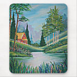 Cabin by the Stream Oil Painting Mouse Pads