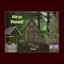 Cabin in the Woods Moving Notice Post cards postcards