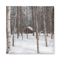 Cabin in winter magnet