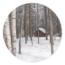 Cabin in winter stickers