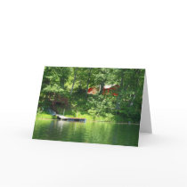 Cabin on lake cards