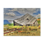 Cabin on the Skids; Gift Certificate Postcard
