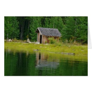 Cabin Reflected in Mountain Lake card