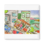 cable car climbing hill near fishermans wharf fridge magnets