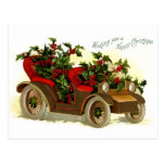 Cabriolet Filled With Holly Vintage Christmas Postcards