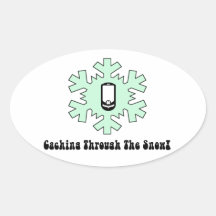 Caching Through The Snow! Oval Stickers