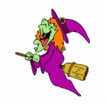 Cackling Witch on Broom Cut Out