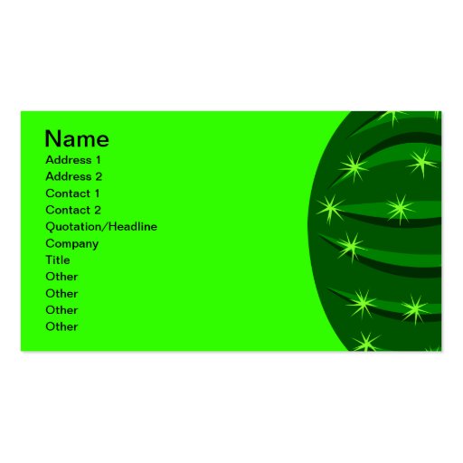 Cactus3 Vector GREEN SPARKLE CACTUS CACTI CARTOON Business Card Template (front side)