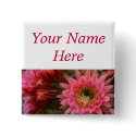 Cactus flower pin-back name tag