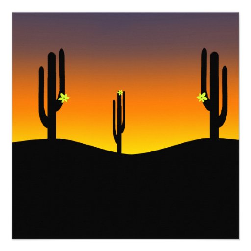 Cactus Flower Sunset Personalized Announcement