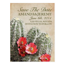Cactus Flowers Save The Date Postcard