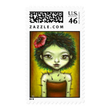 Cactus Girl Postage Stamp