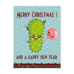 cactus green xmas greetings postcard