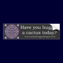 Cactus Hugger Bumper Sticker with Question bumper stickers