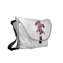 Cactus pink and white flower, succulent bloom messenger bags