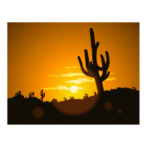 Cactus Sunset Vector Illustration - Poster posters