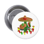 Cactus with Dancing Peppers Pinback Button