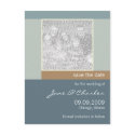 Cadet Blue & Tan Photo Save the Date postcards by CSWedding Cadet Blue & Tan Photo Save the Date postcards