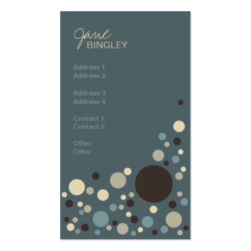 Cadet Blue & Tan Retro Dots Business Card Template (front side)