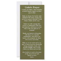 Cadet Prayer Bookmark Personalized Rack Card