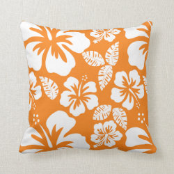 Cadmium Orange Tropical Hibiscus Pillows