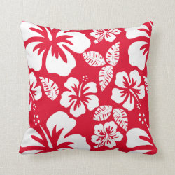 Cadmium Red Tropical Hibiscus Flowers Pillow