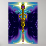 CADUCEUS 4, vibrant gold amethyst posters