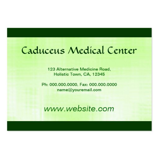 Caduceus Alternative Medicine Business Cards (back side)