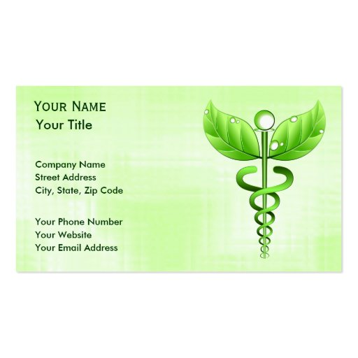 Caduceus: Alternative Medicine Business Cards (front side)