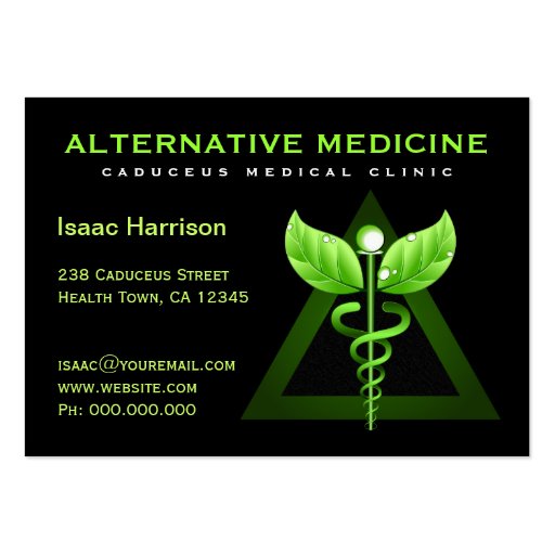 Caduceus Alternative Medicine Large Business Cards (front side)