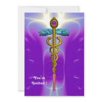 CADUCEUS , blue ,pink violet purple amethyst Custom Announcement