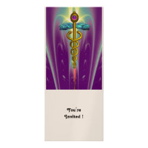 CADUCEUS blue violet purple amethyst champagne Personalized Invites
