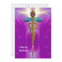 CADUCEUS  bright blue ,pink violet amethyst Personalized Announcement