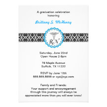 Caduceus Damask blue Invitation Nursing RN
