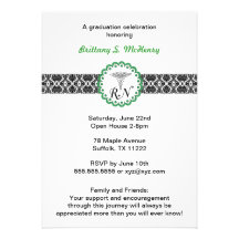 Caduceus Damask Green Invitation Nursing RN