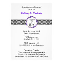 Caduceus Damask Purple Invitation Nursing RN