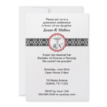 Caduceus Damask Red Invitation Nursing RN